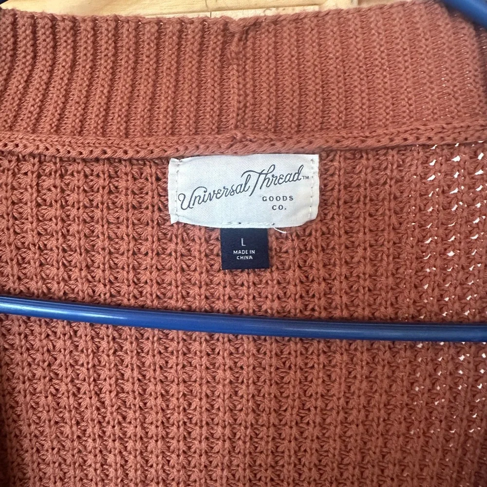 Universal Thread Rust Open-Front Waffle Cardigan - Picture 2 of 5